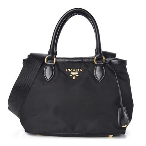 PRADA Tessuto Soft Calf Nylon Tote Black 